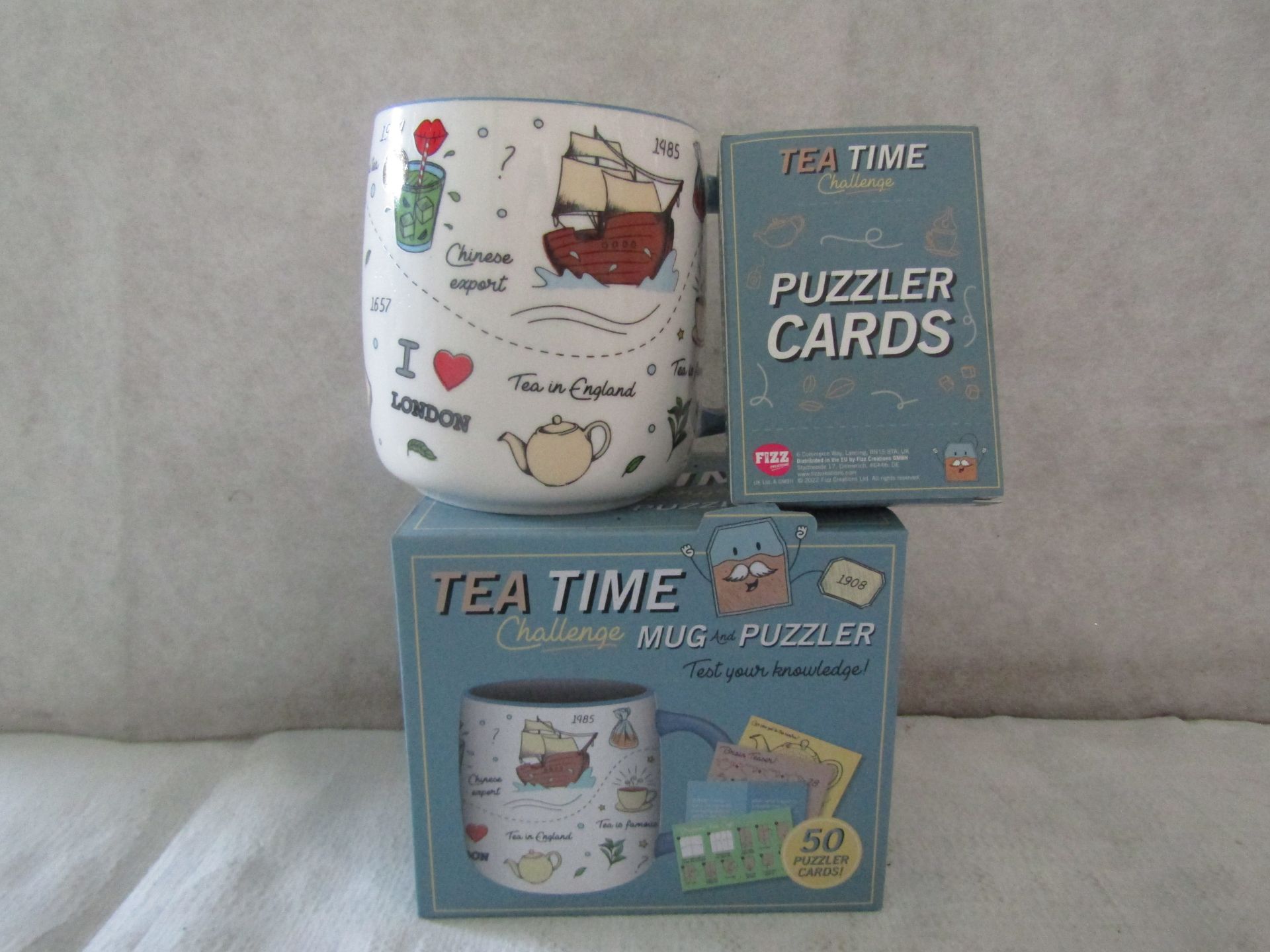 6X Teatime Challenge Puzzler - Includes 1x Mug & 50 Puzzler Cards - New & Boxed.