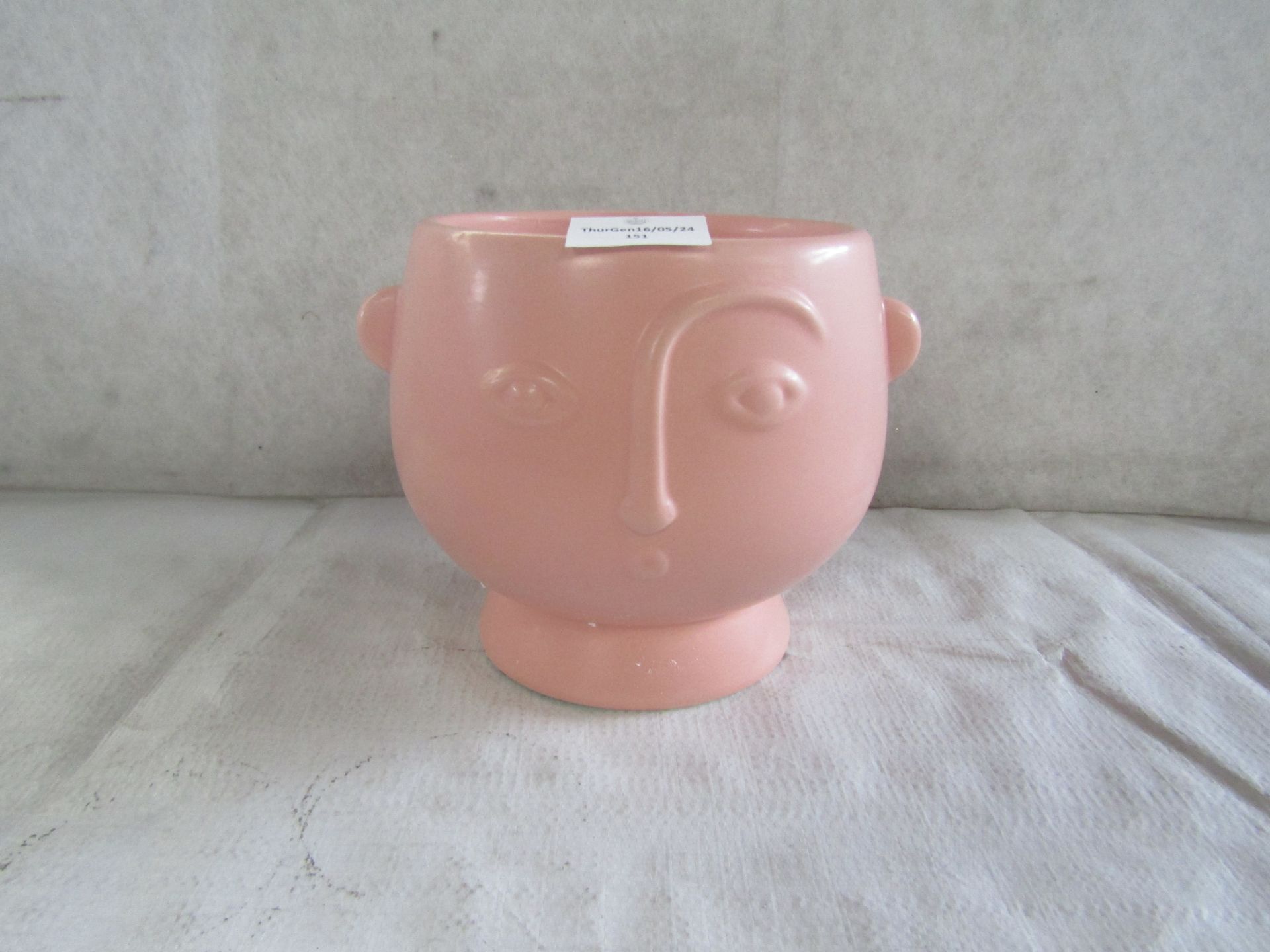 Sass & Belle - Large Pink Face Planter - New.