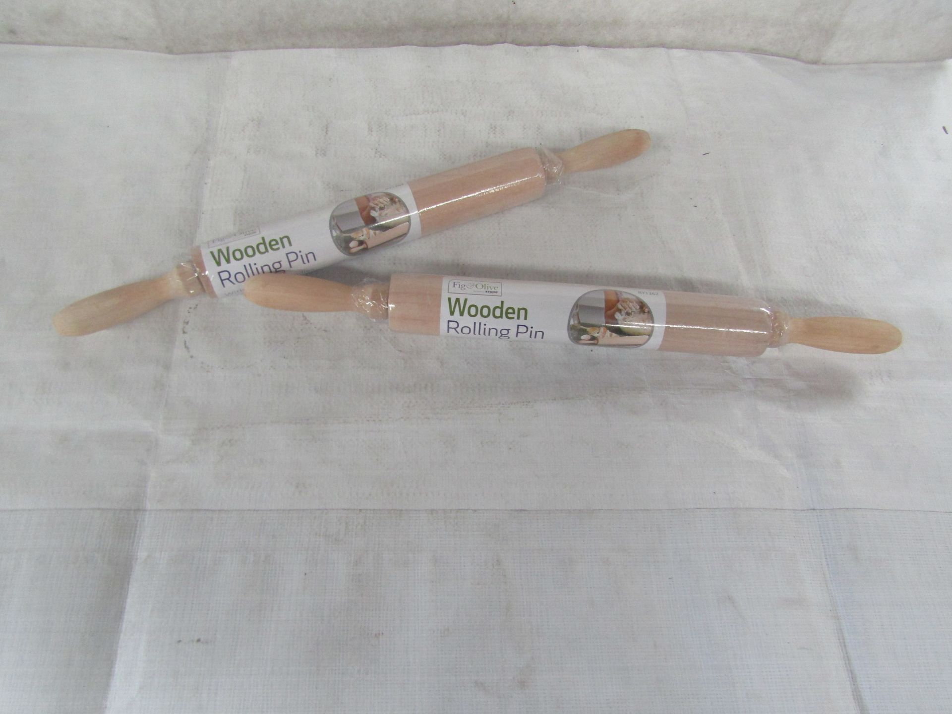 2X Fig&Olive - Wooden Rolling Pin- New & Packaged.