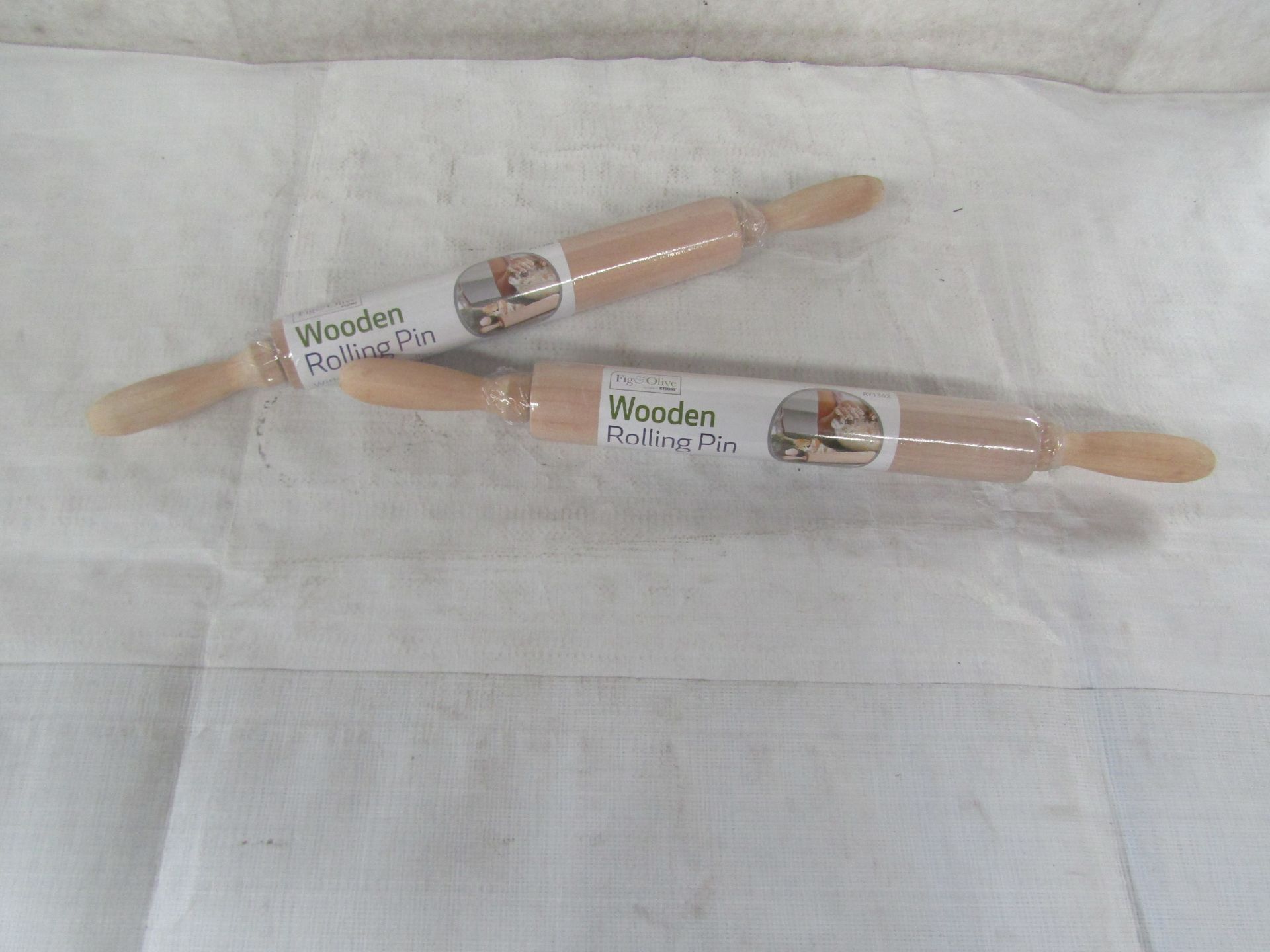 2X Fig&Olive - Wooden Rolling Pin- New & Packaged.