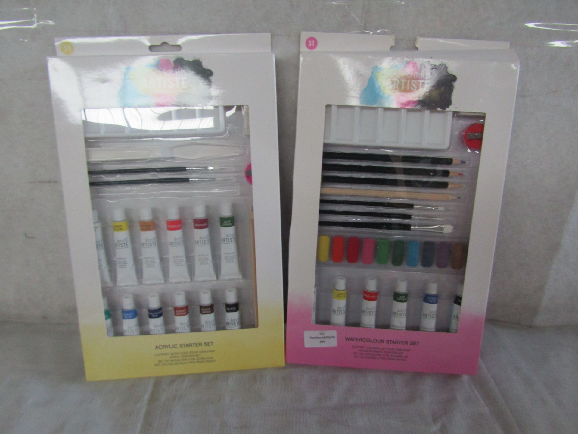 1X DoCrafts - Watercolour Starter Kit - Boxed. 1X DoCrafts - Acrylic Starter Kit - Boxed.