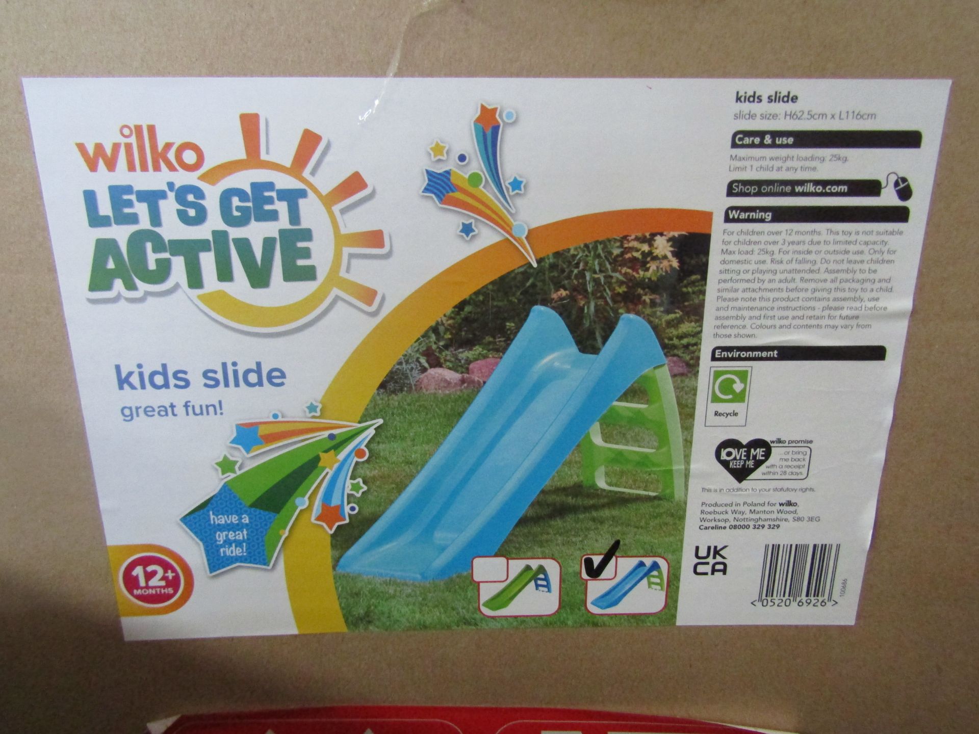 Wilko - Lets Get Active Kids Slide - Slide Size : H62.5 X L116cm - Unchecked & Boxed. - Image For