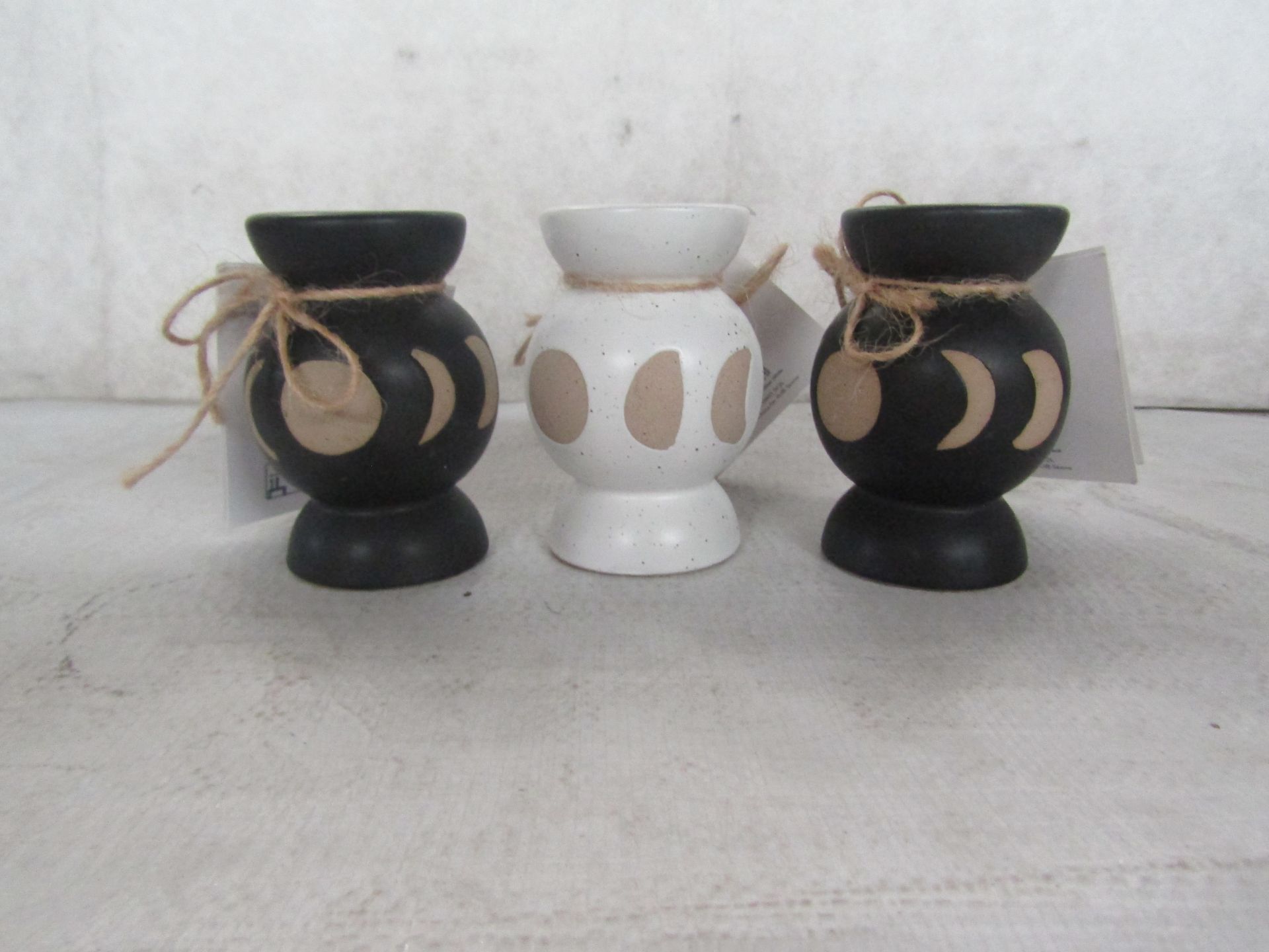 3X Various Sass & Belle - Moon Phases Candle Holders - Good Condition.