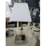 Chrome Table Lamp With Fabric Shade - Please See Image For Design - New. ( DR664 )