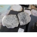 Anna Ny By Rablabs Pair Of Agate Gemstone Coasters Approx. D17cm Kivita Crystal And Silver RRP