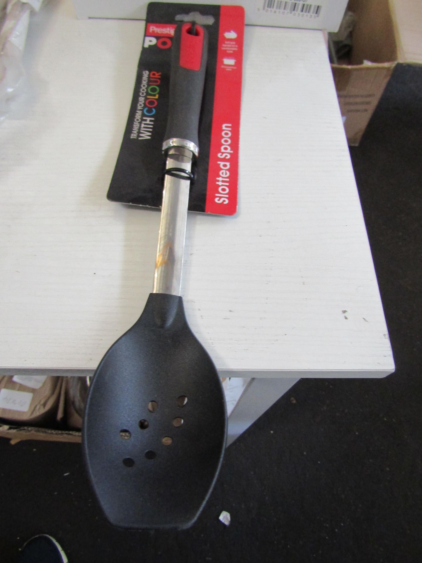 Prestige Pop Slotted Spoon Black/Red RRP 05About the Product(s)The Pop Slotted Spoon by Prestige - Image 2 of 2