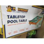 Playmonk table top pool table, unchecked and boxed