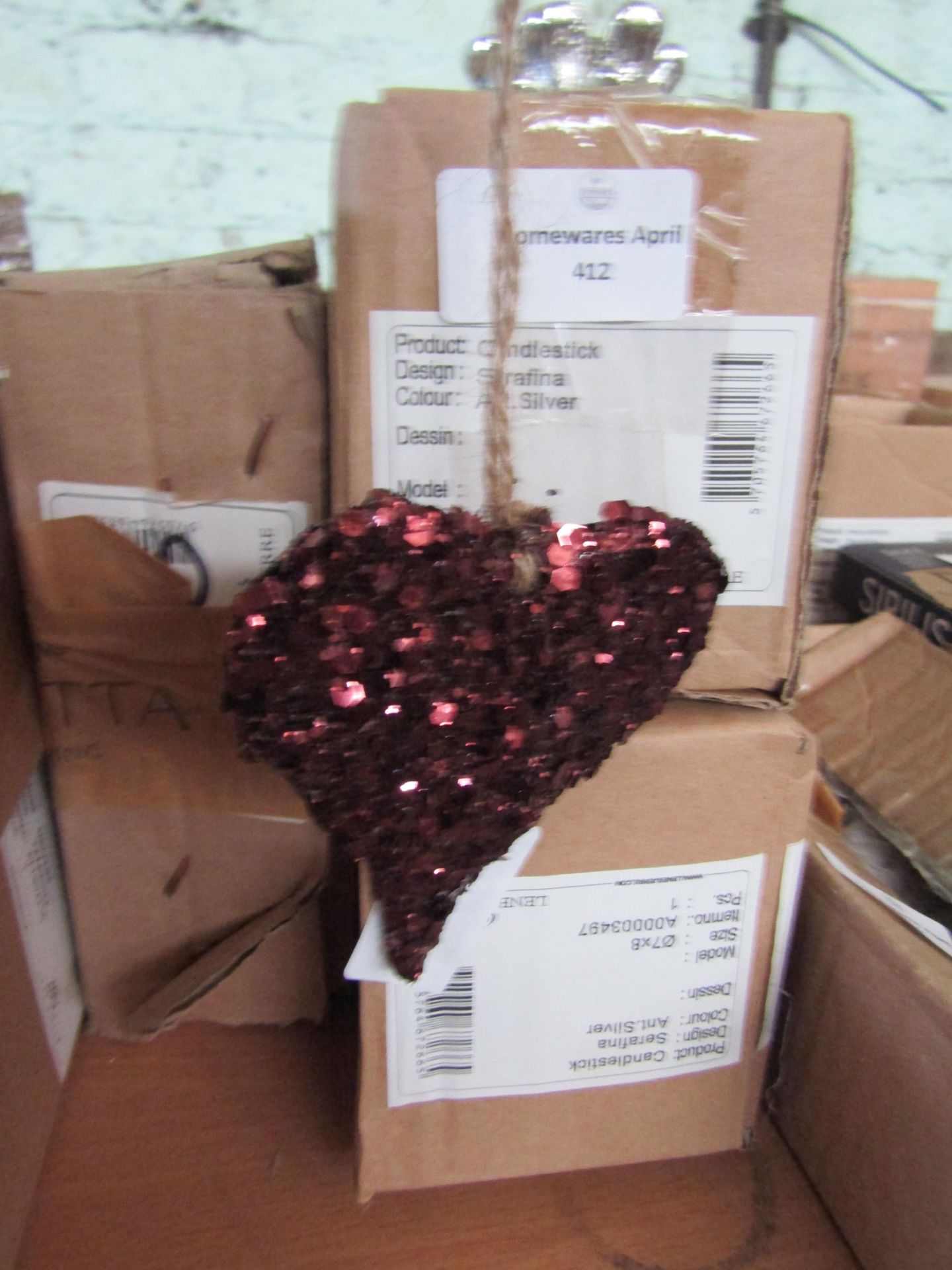 19x Sparkle Heart Decoration - New. (136)