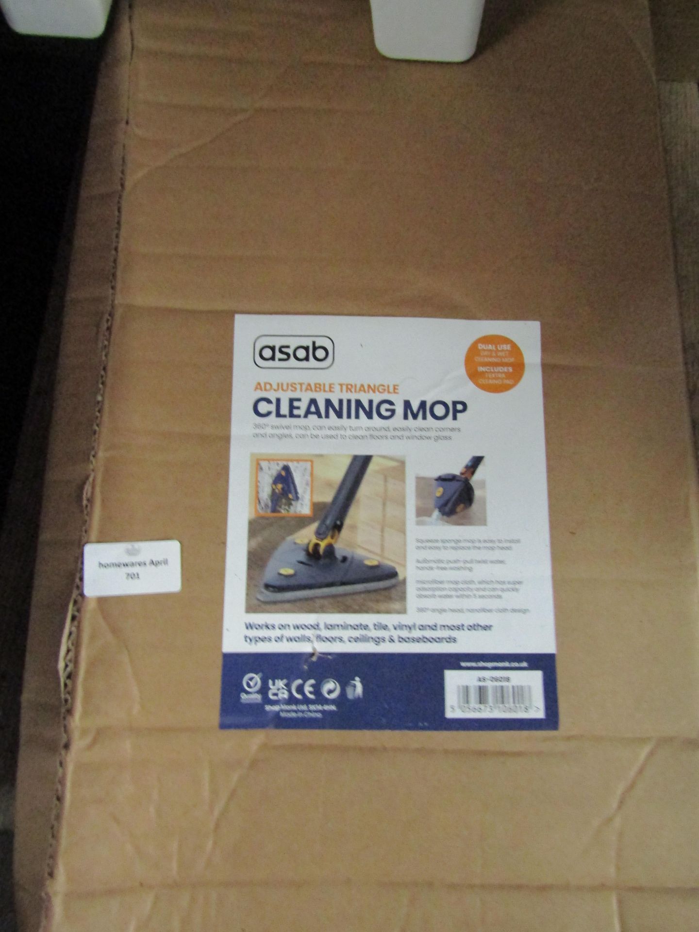 Asab Adjustable triangle cleaning mop, boxed and unchecked