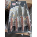 Cudi 4 piece knife set with wood effect handles - New & Still blister Packed - Over 18's Only!