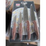 Cudi 4 piece knife set with wood effect handles - New & Still blister Packed - Over 18's Only!