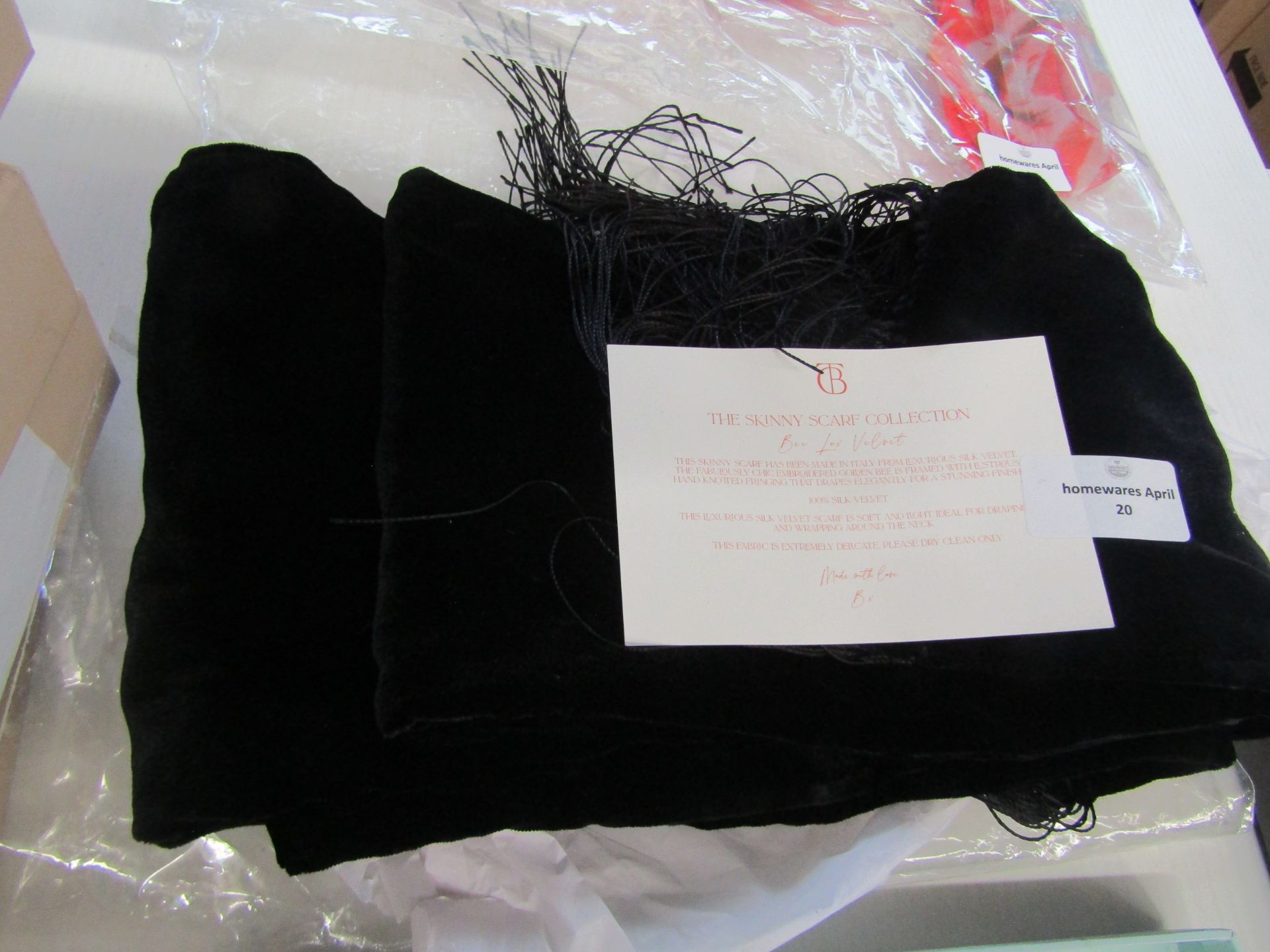 Of The Bea Skinny Silk Scarf Beatrice Jenkins Bee Lux Black Velvet RRP 220About the Product(s) - Image 2 of 2