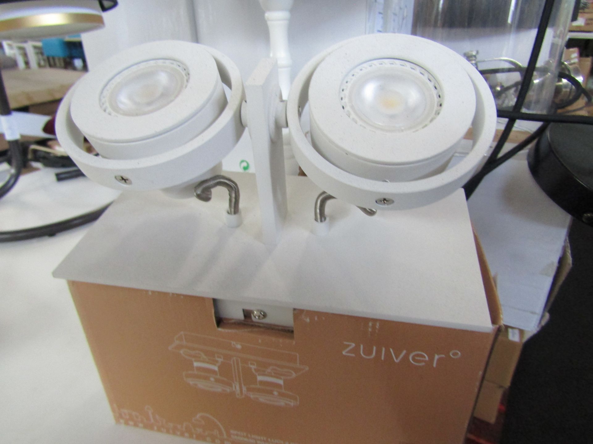 Dimmable Double Spotlight White. Size: W23 x D11.5 x H12.8cm - RRP ?142.00 - New & Boxed. (452)