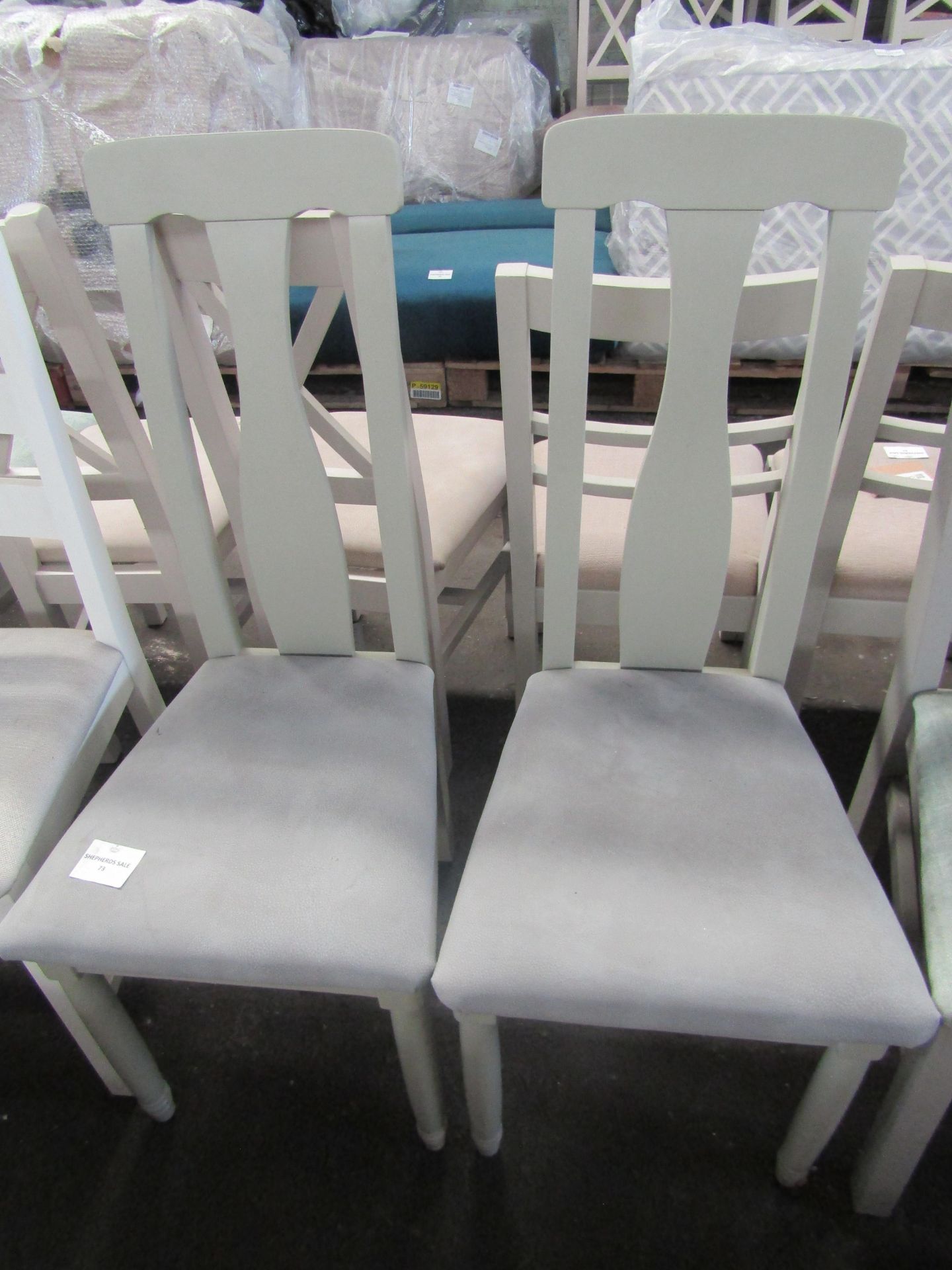 Oak Furnitureland Brindle Painted Chair with Dappled Silver Fabric Seat (Pair) RRP 380.00About the