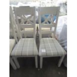 Oak Furnitureland St Ives Light Grey Painted Chair with Checked Granite Fabric Seat (Pair) RRP 340.