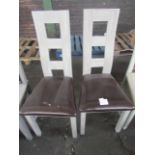 Oak Furnitureland Willow Light Grey Dining Chair with Brown Leather Seat (Pair) RRP 380.00About