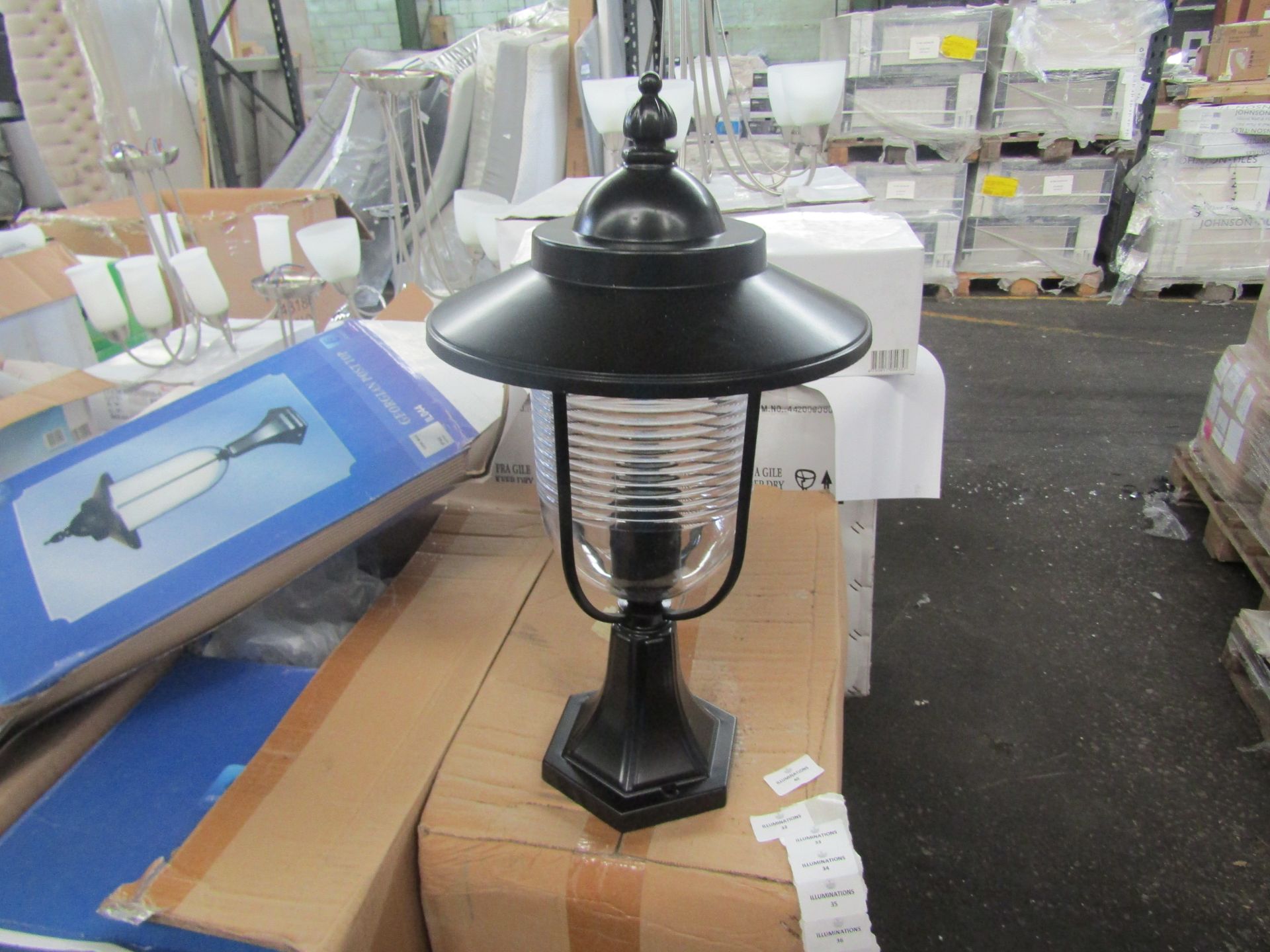 Integrity Lighting black outdoor Victorian globe lantern. H45CM X W40CM. New & Boxed (boxes are shop