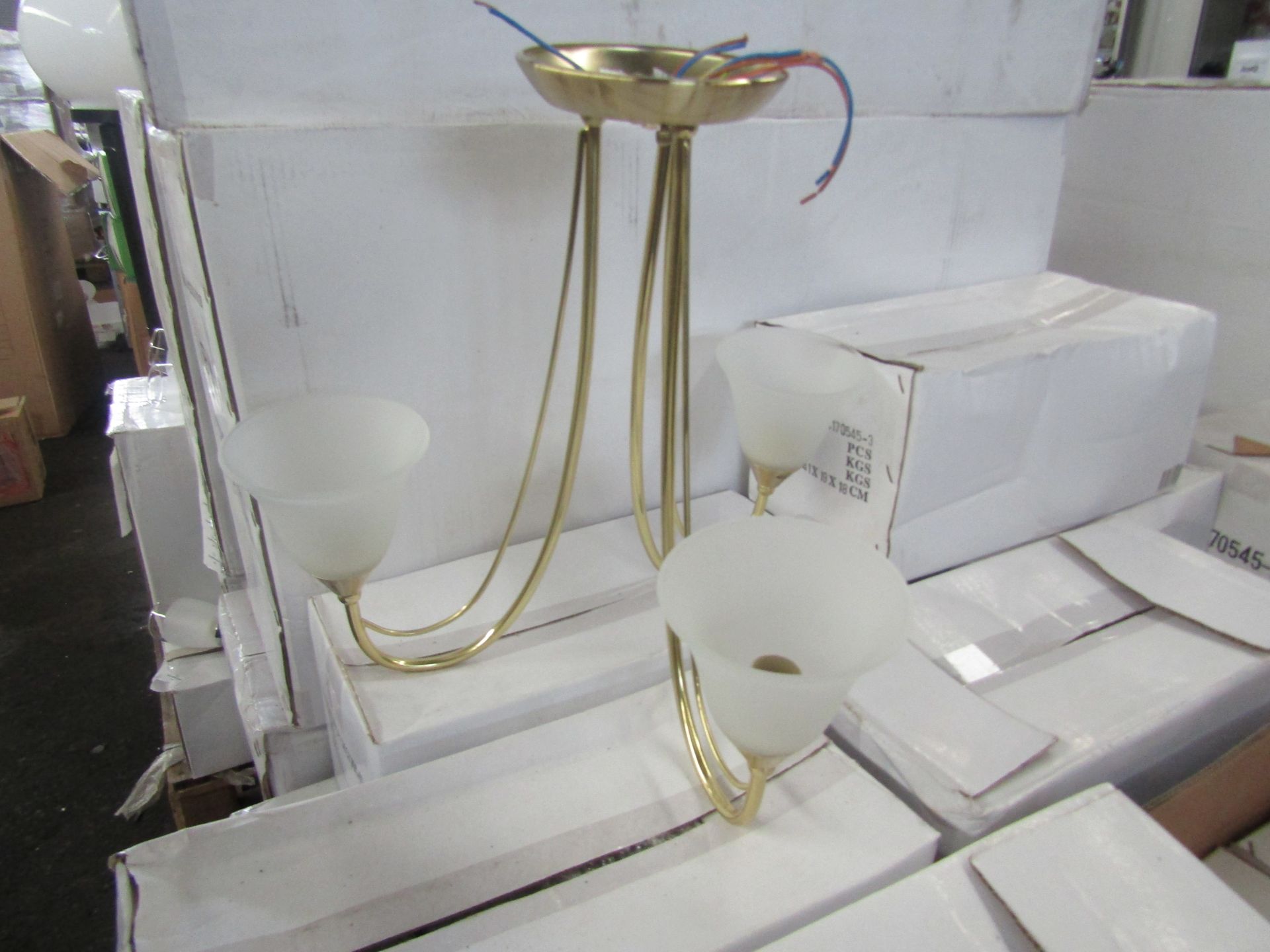 Chrome 3 Arm Wall light fitting. H46cm x W60cm. New & Boxed (box maybe shop soiled) (544-3)