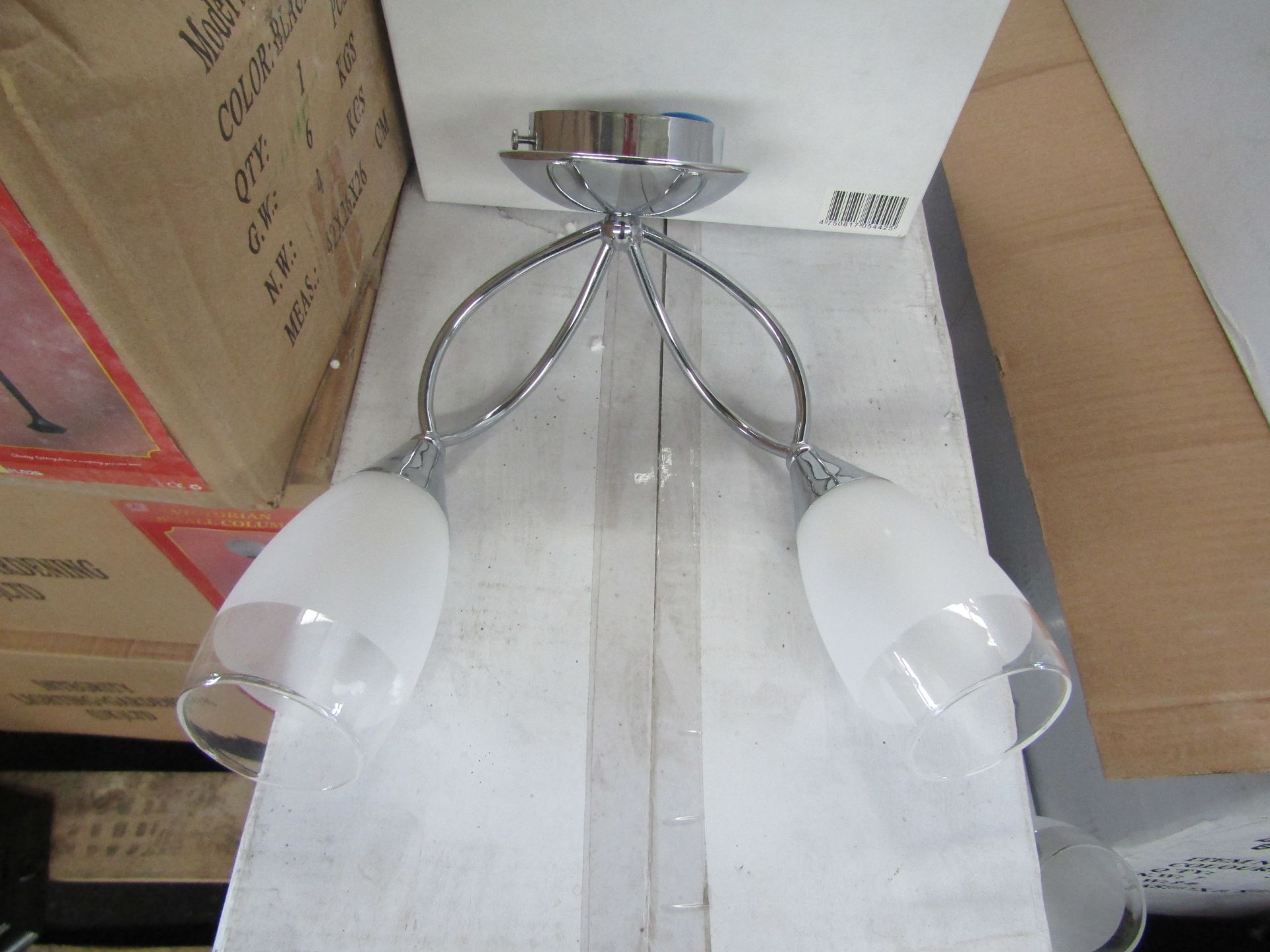 Chrome 2 Arm Wall light fitting. H30cm x W30cm. New & Boxed (box maybe shop soiled) (544-2)