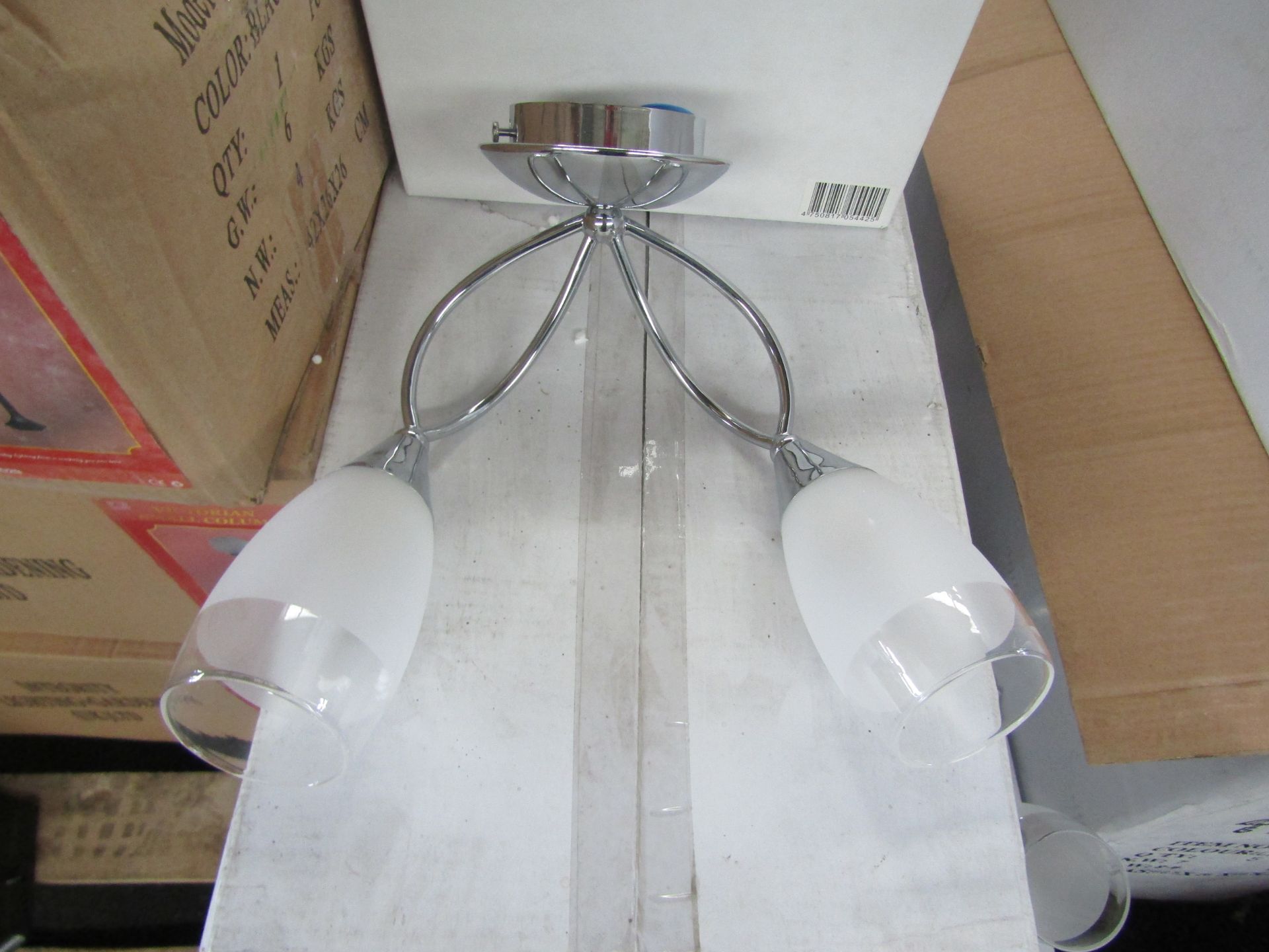 Chrome 2 Arm Wall light fitting. H30cm x W30cm. New & Boxed (box maybe shop soiled) (544-2)