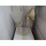 Brass 2 Arm Wall Light fitting with frosted glass shades. H20cm x W30cm. New & Boxed (box maybe shop