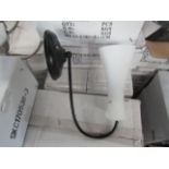 Black 1 Arm Wall Light Fitting with frosted glass shade. H28cm x W8cm. New & Boxed. (box maybe