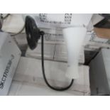 Black 1 Arm Wall Light Fitting with frosted glass shade. H28cm x W8cm. New & Boxed. (box maybe