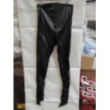 8 x Pretty Little Thing Shape Black Faux Leather Lace Insert Leggings, Size 14, New & Packaged.