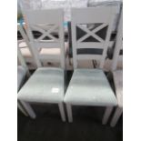 Oak Furnitureland St Ives Light Grey Painted Chair with Darwin Sage Fabric Seat RRP 340.00 About the