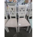 Oak Furnitureland Kemble Painted Chair with Dappled Beige Fabric Seat (Pair) RRP 380.00 About the