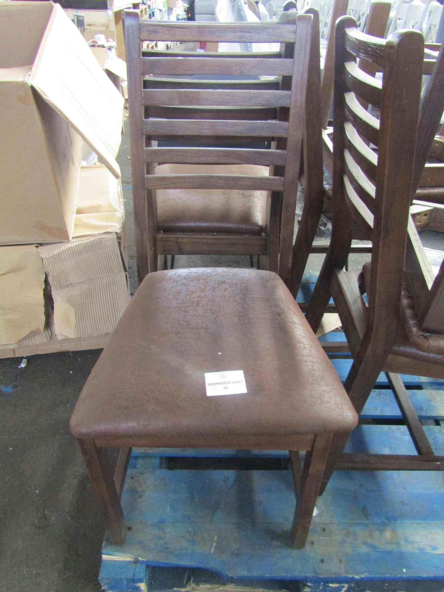 Oak Furnitureland Detroit Solid Hardwood with Brown Antiqued Fabric Dining Chair (Pair) RRP 380.00