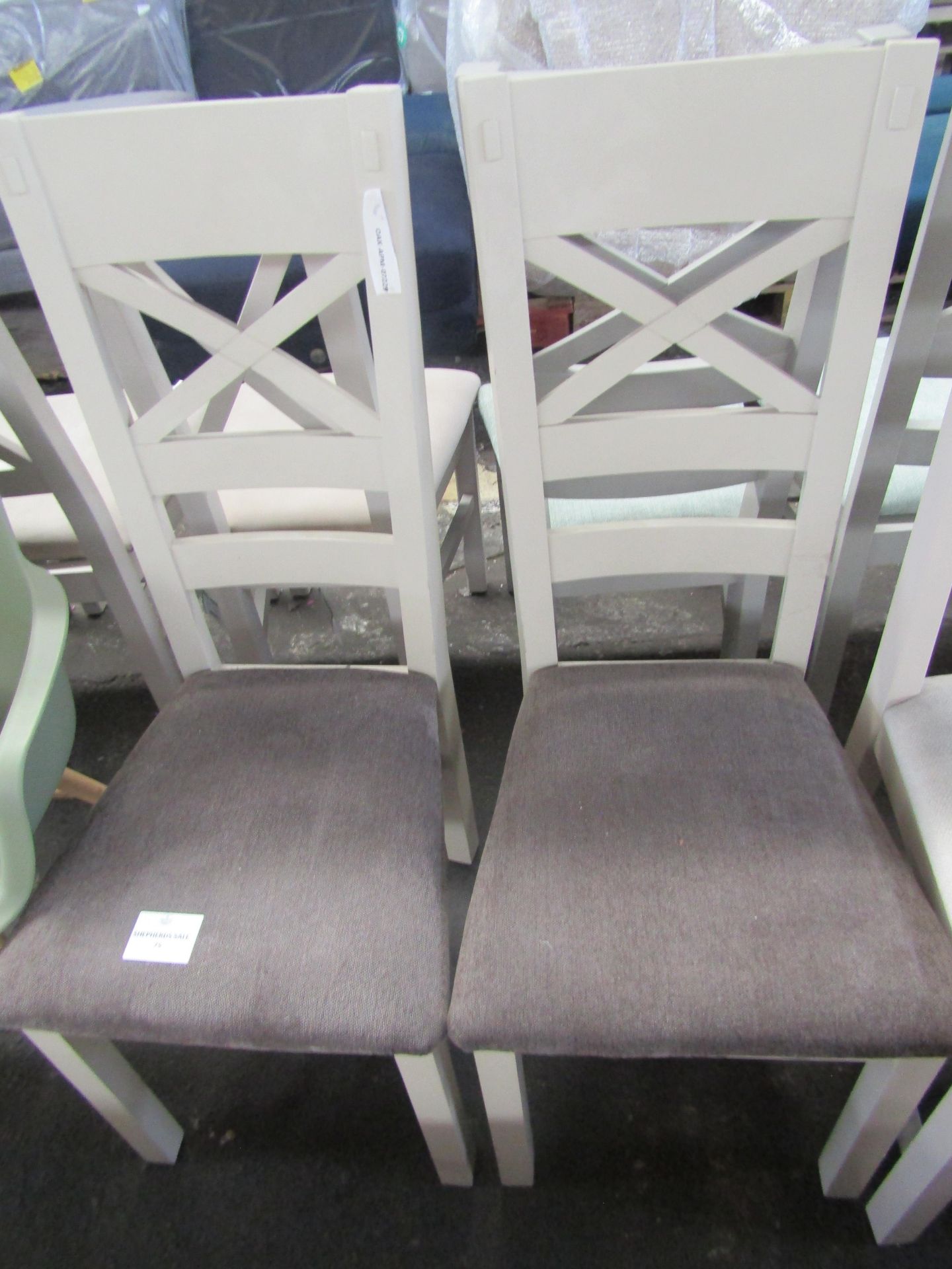 Oak Furnitureland Shay Painted Chair with Plain Charcoal Fabric Seat RRP 340.00 About the Product(s)