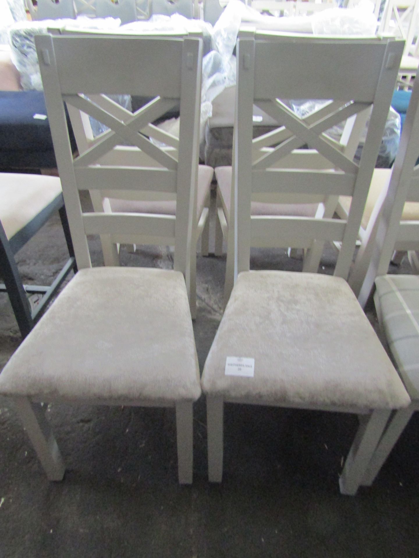 Oak Furnitureland St Ives Light Grey Painted Chair with Plain Truffle Fabric Seat RRP 380.00 About