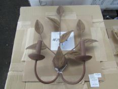 Chelsom - Brown & Rust Leaf Design 2-Light Wall Light - AF/33/W2 - Good Condition & Boxed.