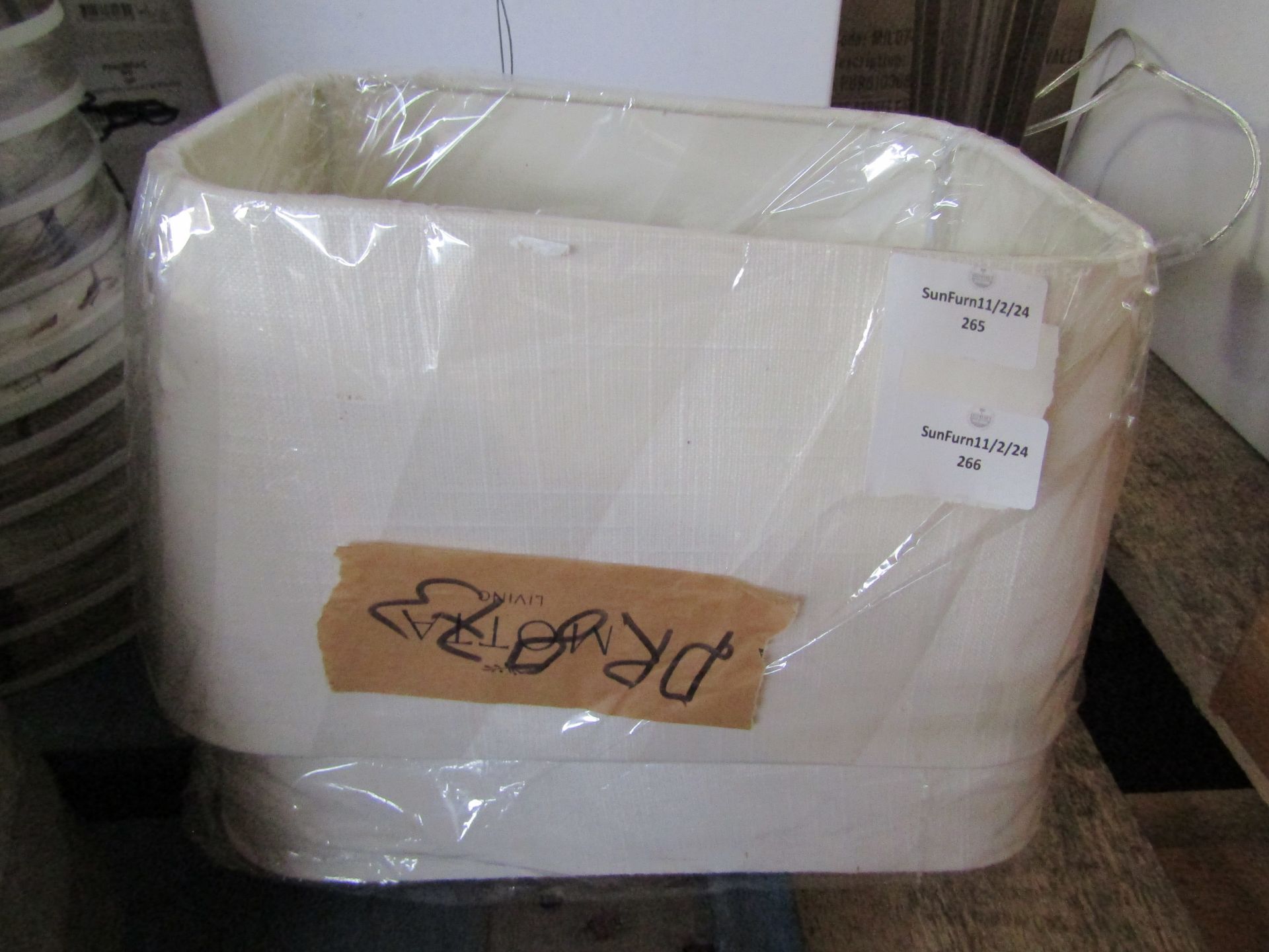 White Linen Rectangle Lampshade. Size: W30 x D25 x H17cm - RRP ?45.00 - New & Packaged. (DR873)