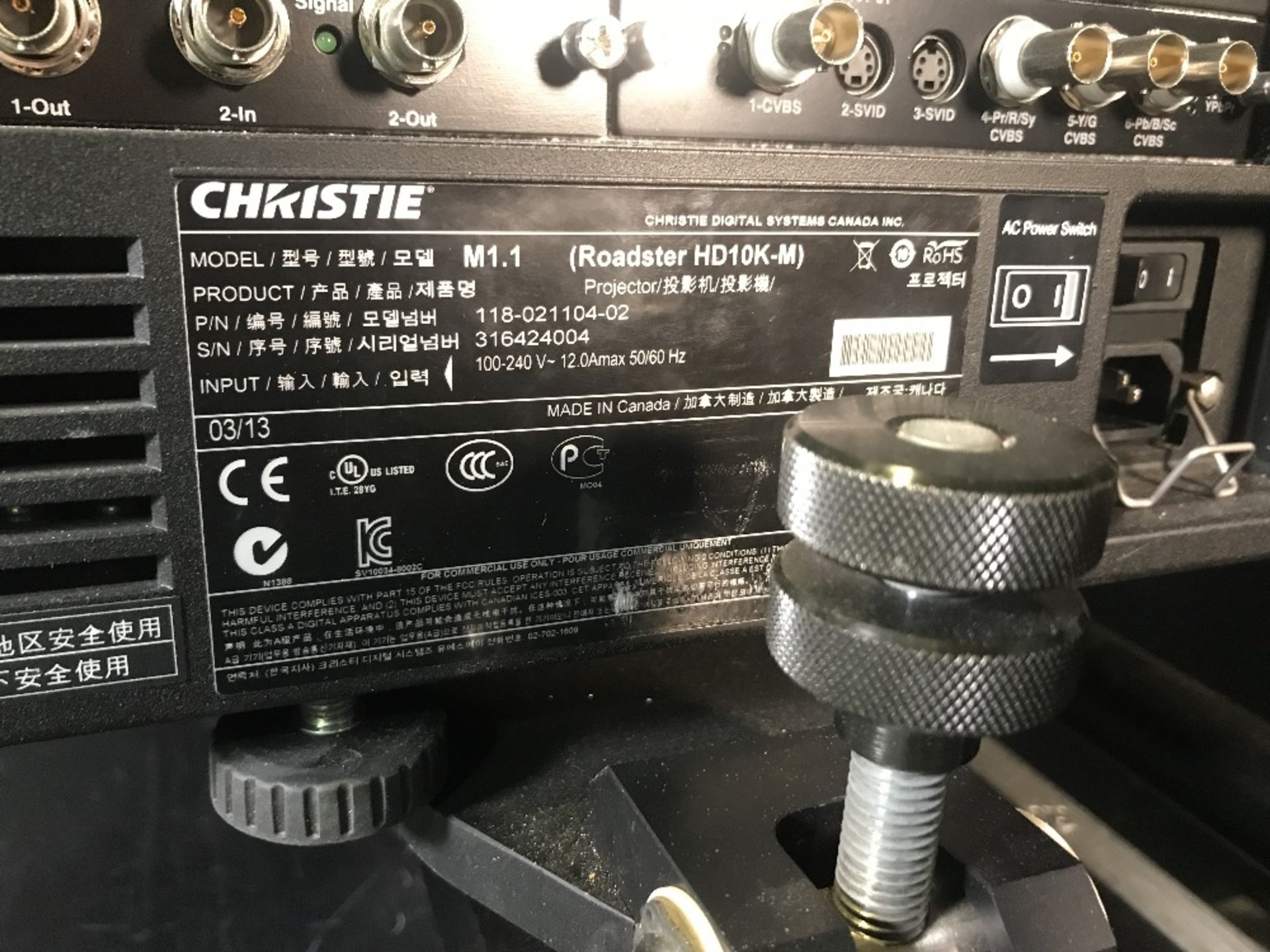 Christie Roadster HD10K-M Lamp Projector & Flying Frame - Image 6 of 11