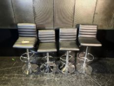 (4) Black Leather Bar Stools