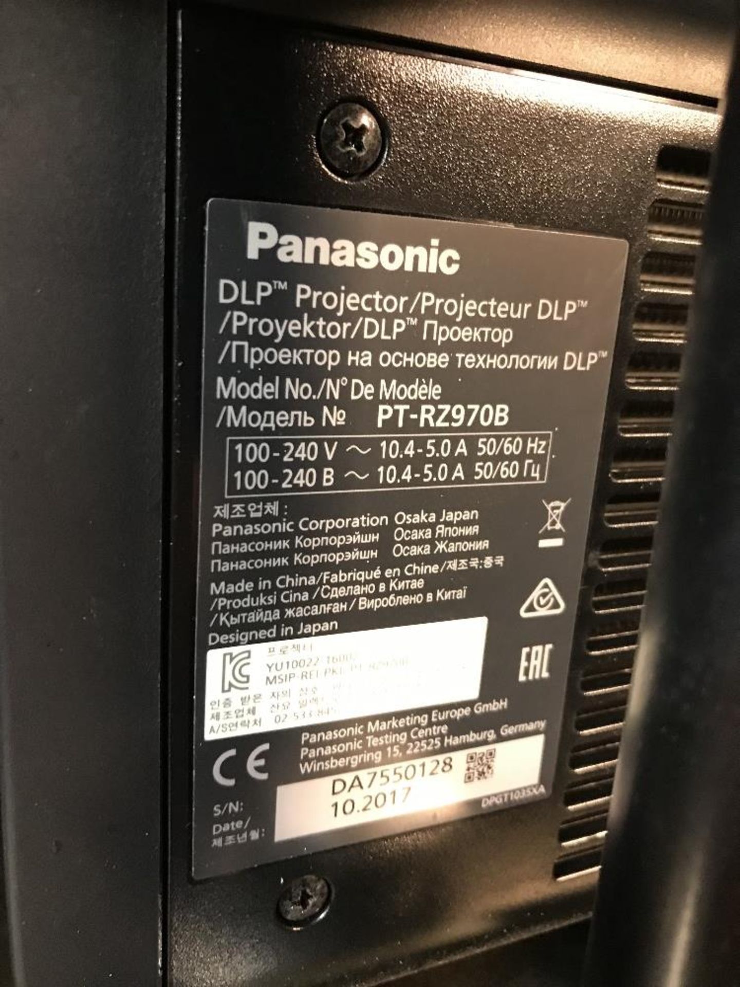 Panasonic RZ970 WUXGA 9K Laser Projector & Frame - Image 4 of 10