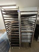 (2) Mobile multi-tier stainless steel baking tray trollies