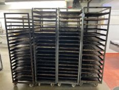 (4) Mobile multi-tier stainless steel baking tray trollies