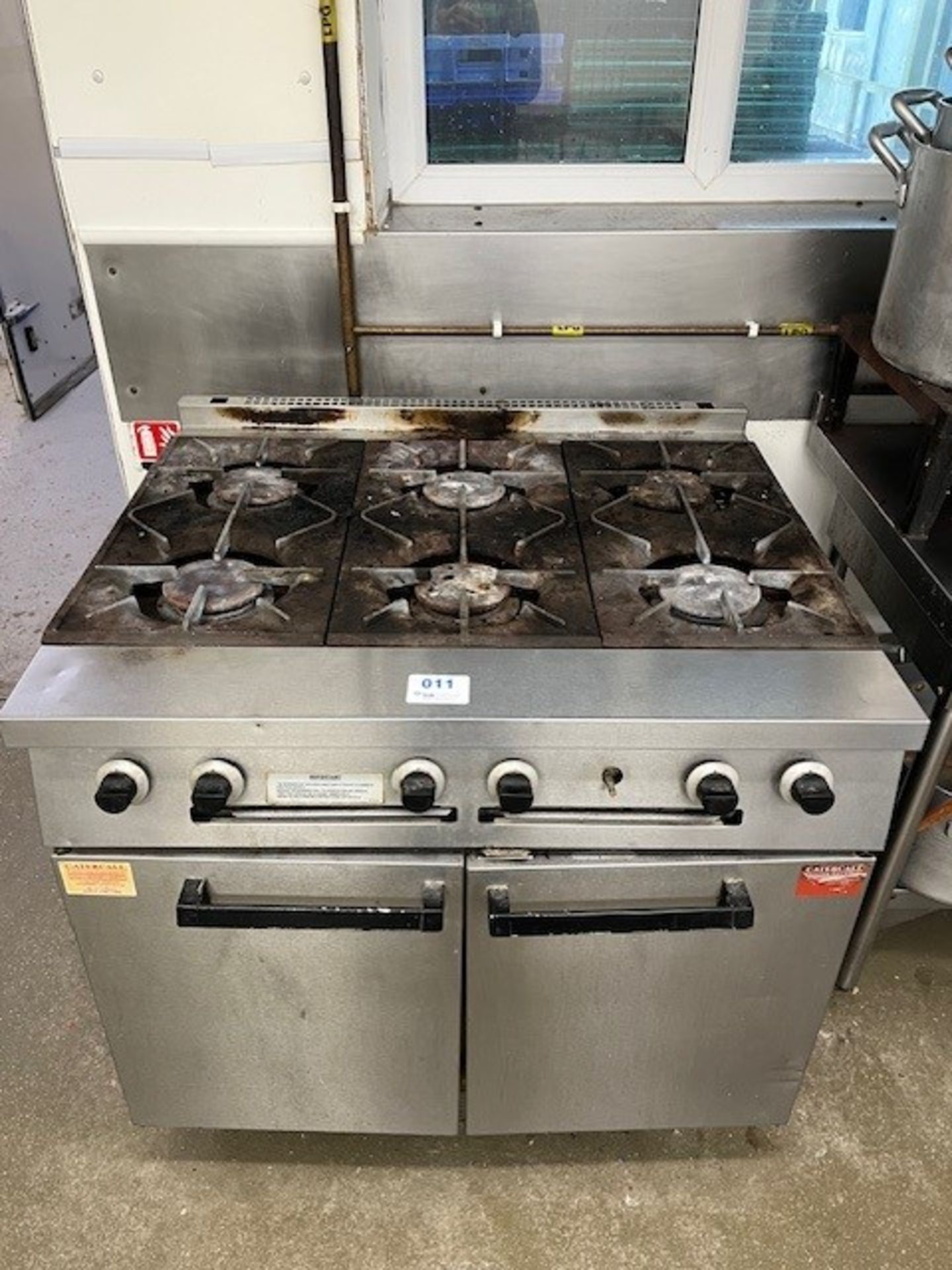 Stainless steel six burner two door range oven