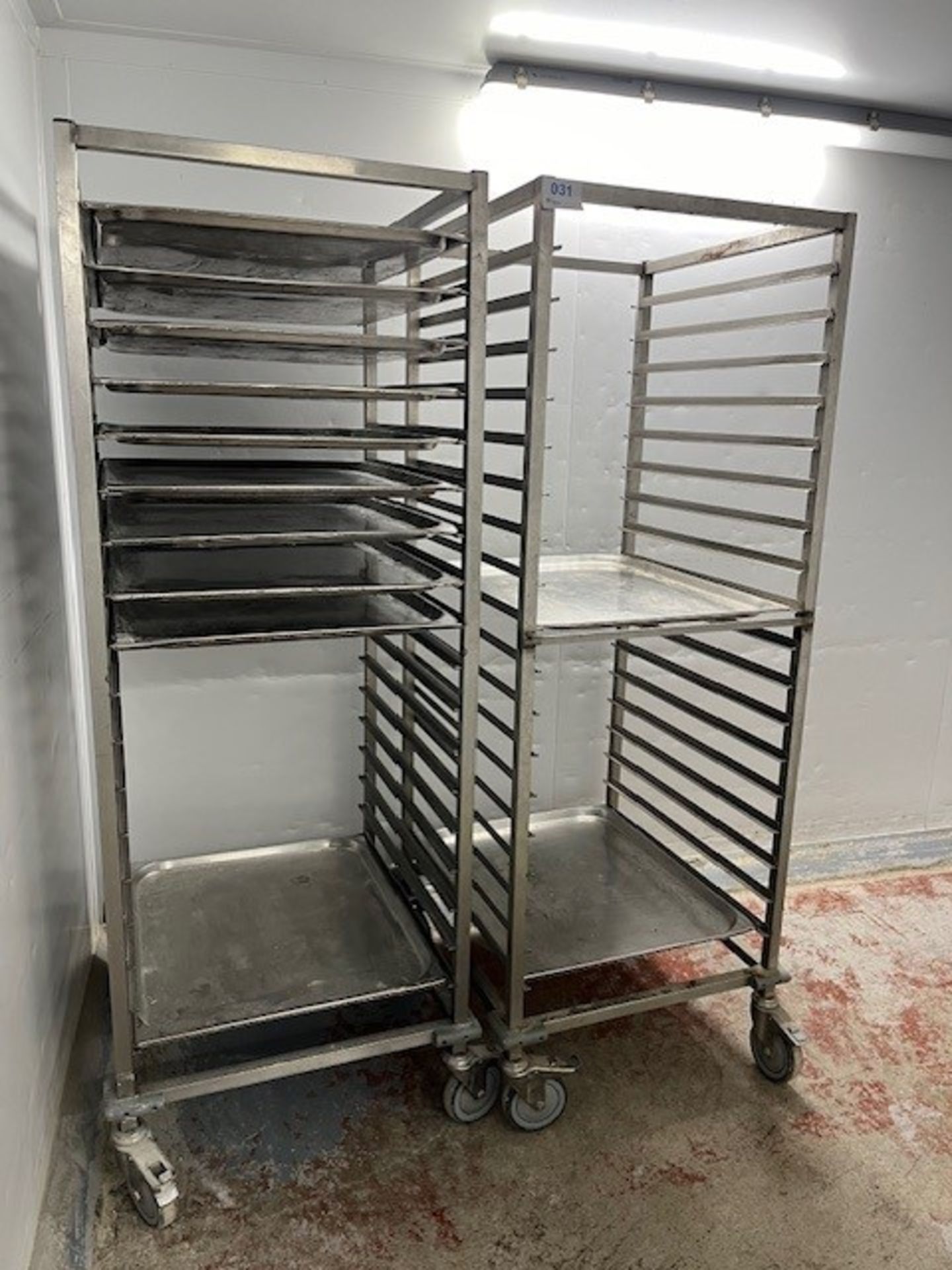 (2) Mobile multi-tier stainless steel baking tray trollies - Image 2 of 2