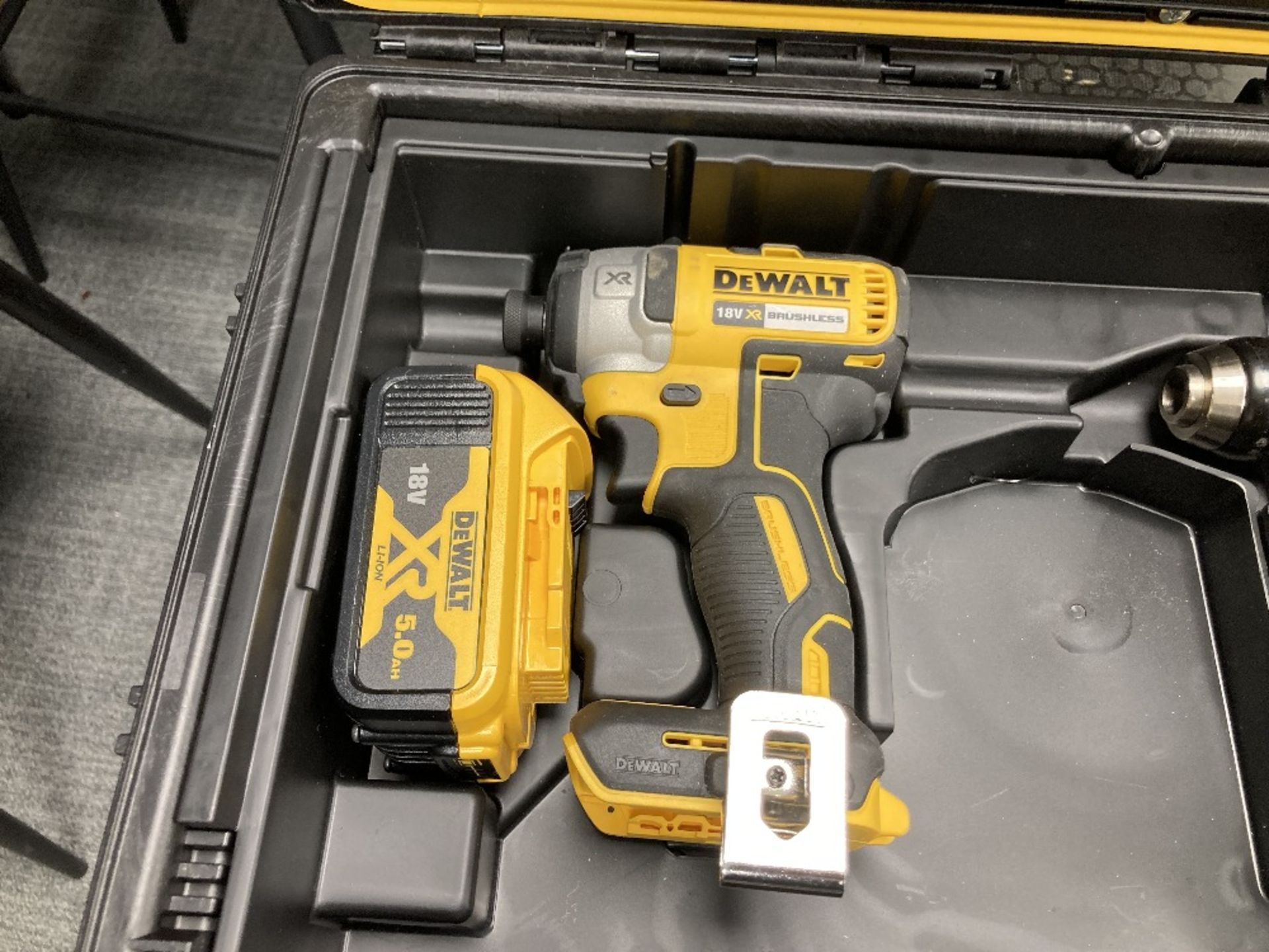 DeWalt DCK266P2-GB 18V XR Brushless Combi Drill & Impact Driver Twin Kit with 2x 5.0Ah Batteries - Image 2 of 4