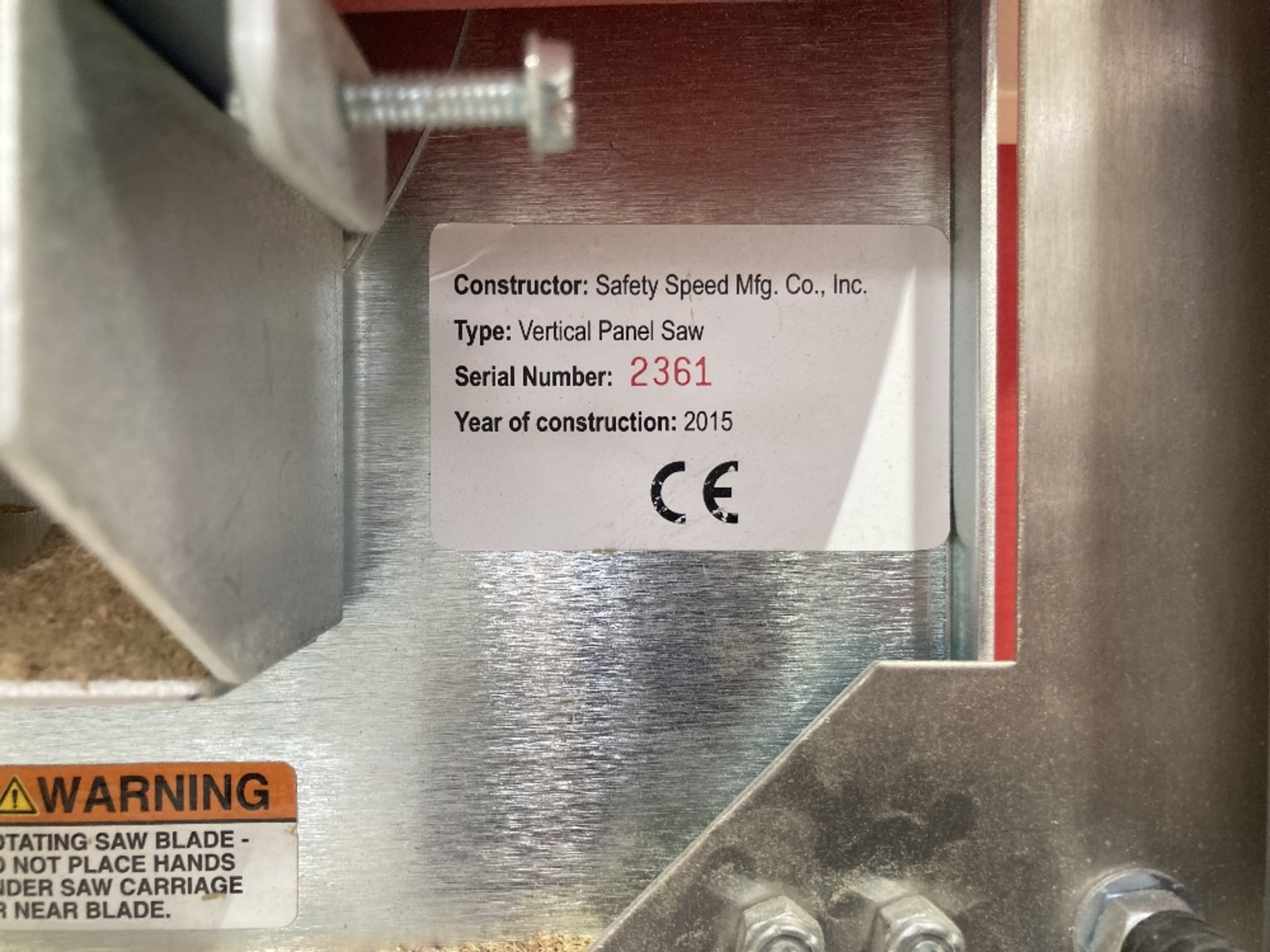 Safety Speed Mfg Ltd Vertical Panel Saw - Image 5 of 8