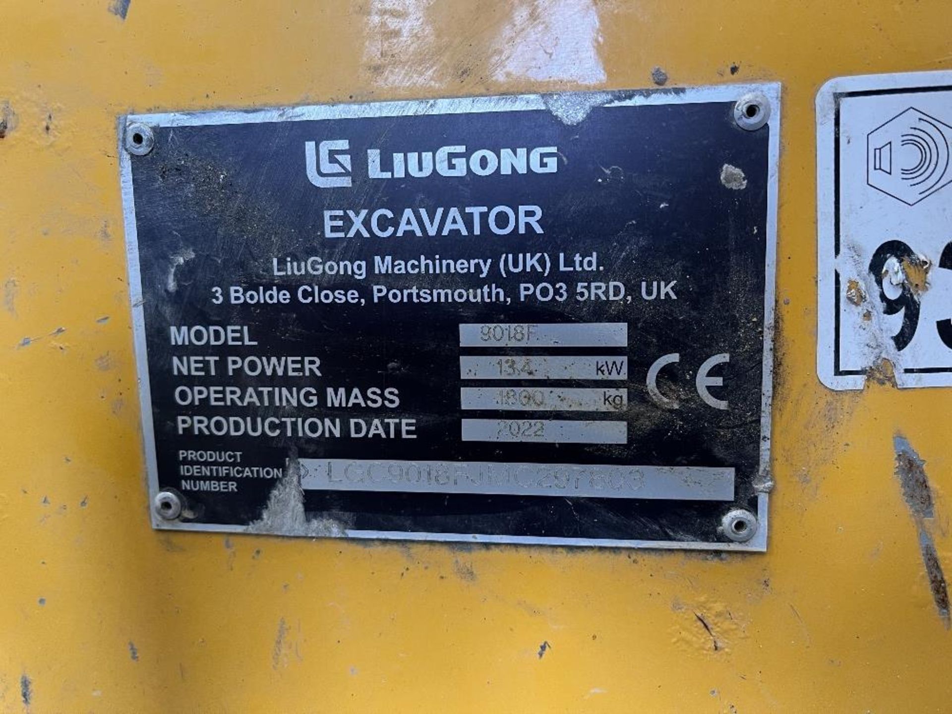 Liugong 9018F 1.8T Mini Digger - Image 3 of 10