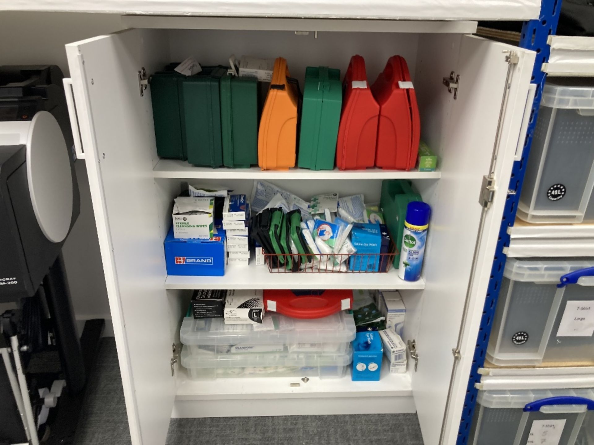 PPE Cupboard With (7) First Aid Kits And Accessories