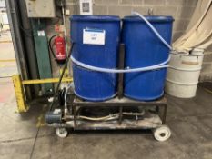 Flat trolley with electric pump and two plastic drums