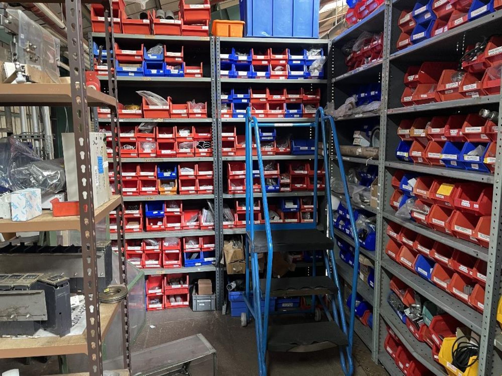 Contents of mezzanine floor containing large range of machine spare parts and consumables - Image 5 of 47