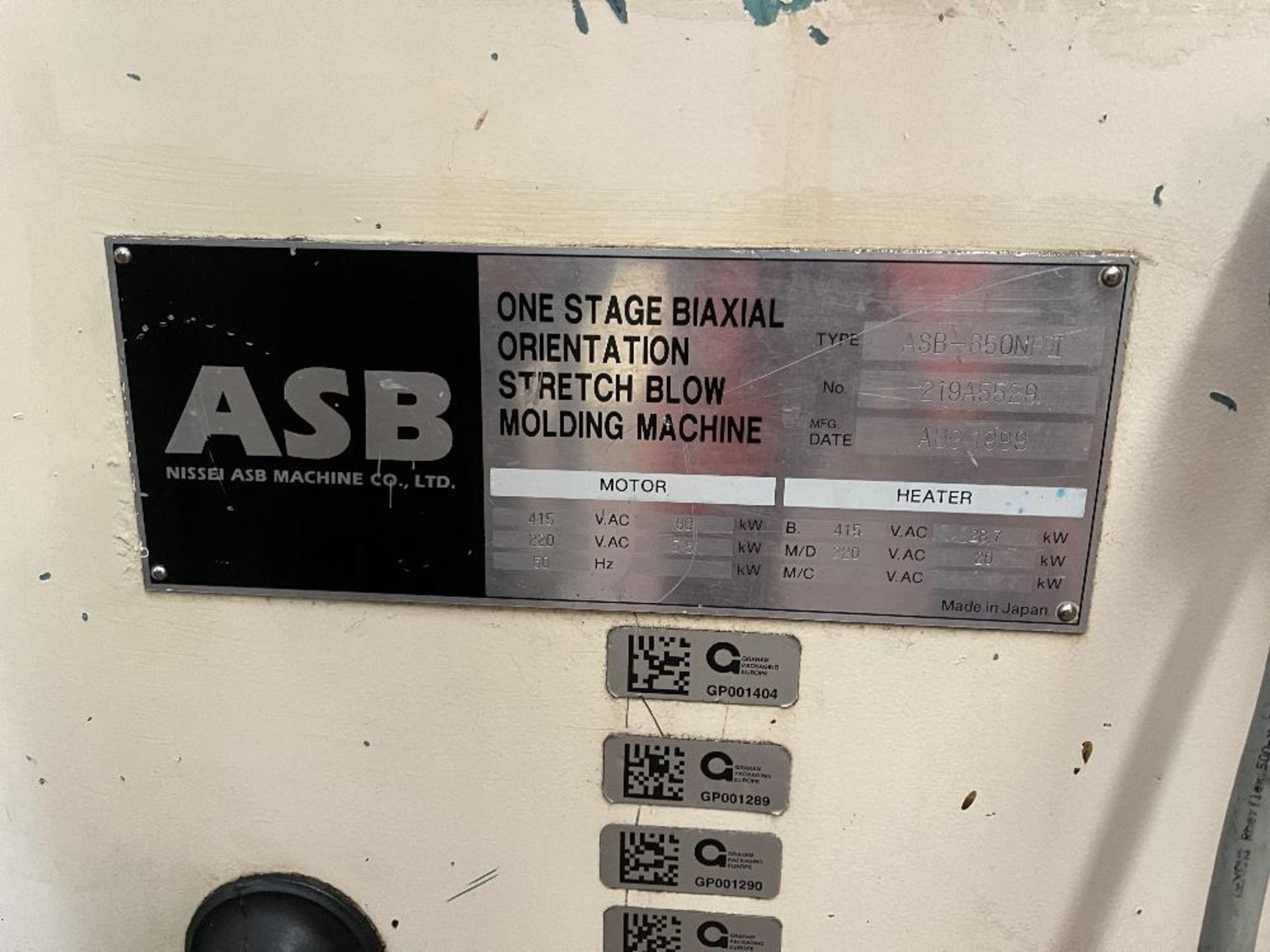 NISSEI ASB machine co Limited ASB type 650 NHII One stage BIAXIAL stretch blow moulding machine - Image 5 of 30