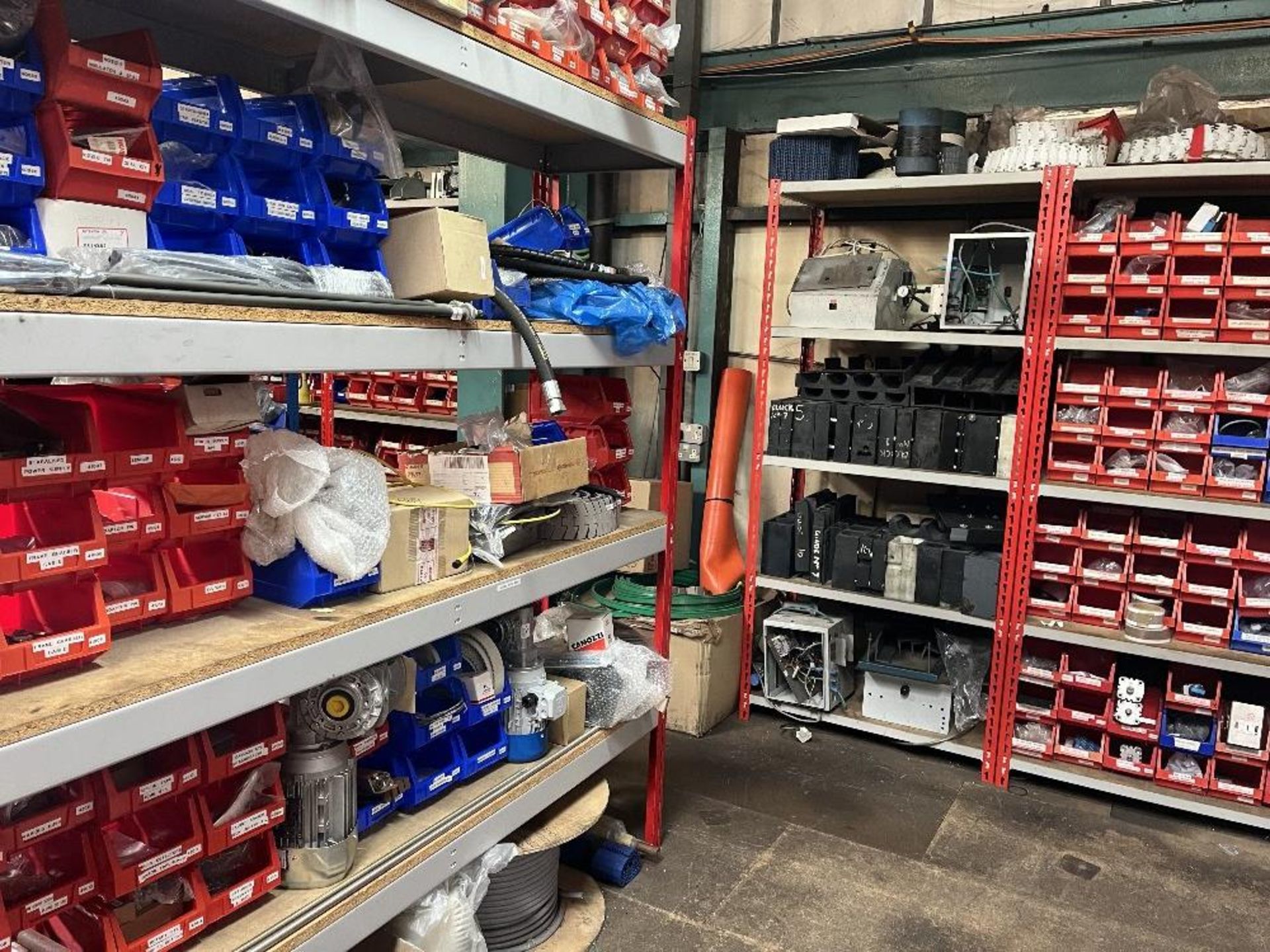 Contents of mezzanine floor containing large range of machine spare parts and consumables - Image 7 of 47